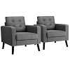 Costway Set of 2 Accent Armchairs Upholstered Single Sofa Chairs w/ 2-Side Pockets Beige