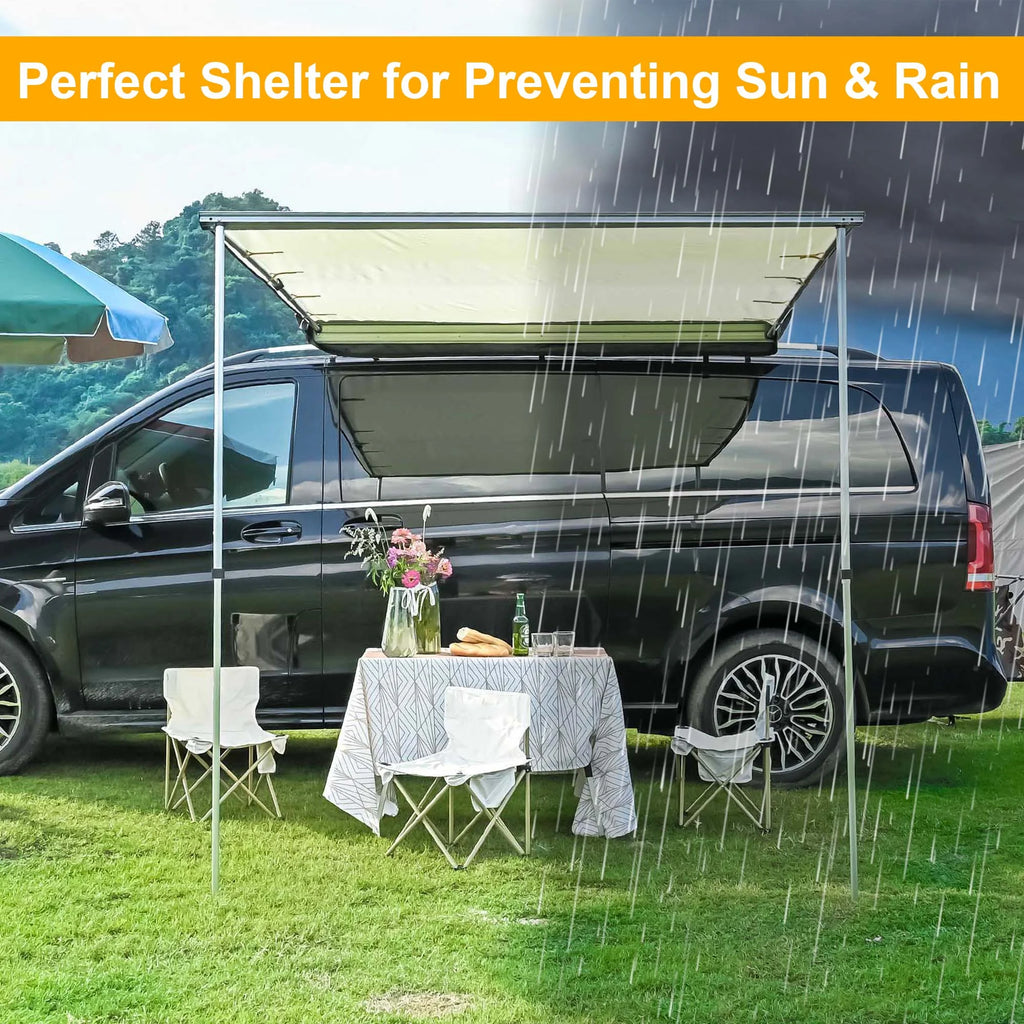 Yescom Vehicle Awning with Blackout Coating 6.6x8.4' Car Roof Rack Overlanding Shade for SUV Camping Travel