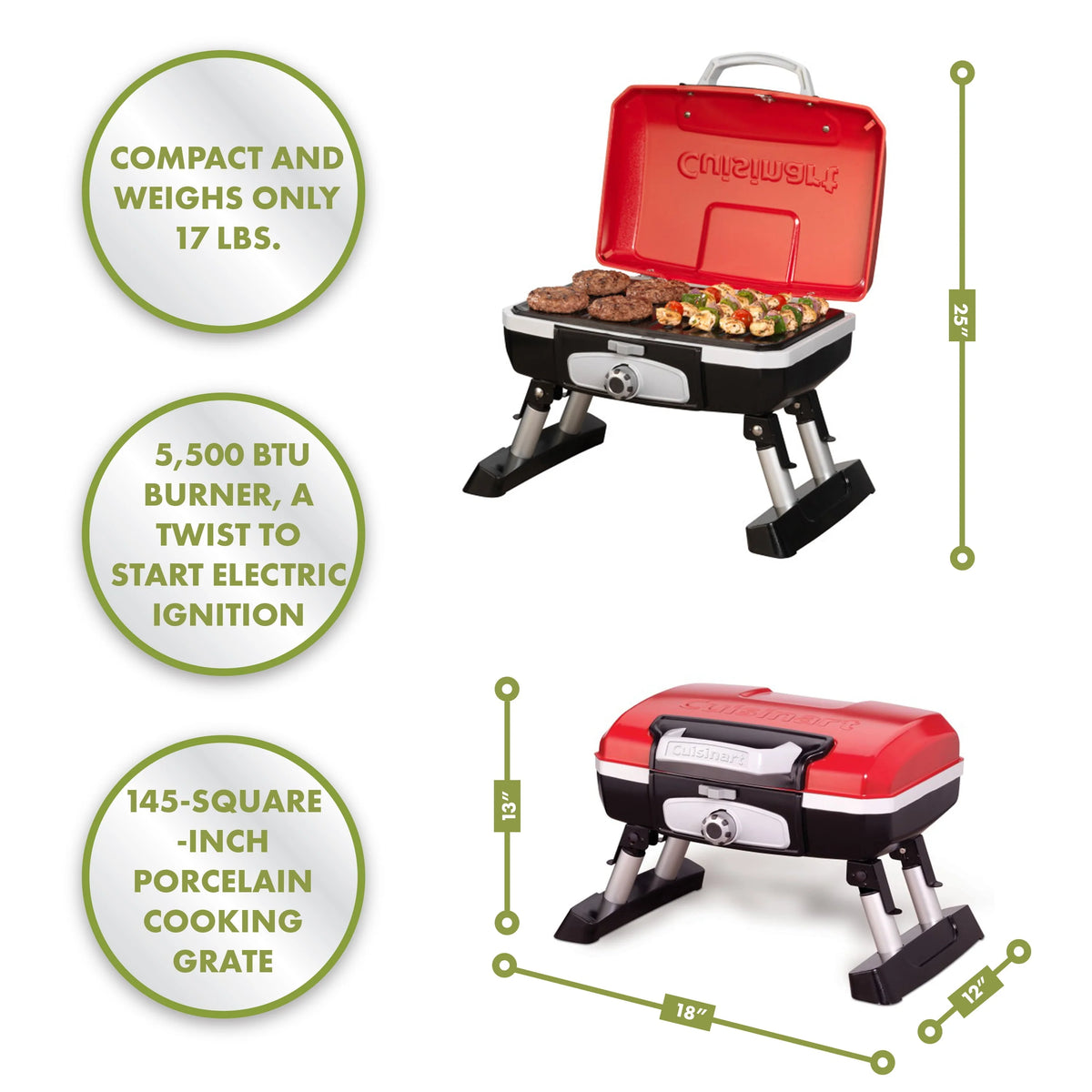 Cuisinart Petite Gourmet Portable Tabletop Gas Grill