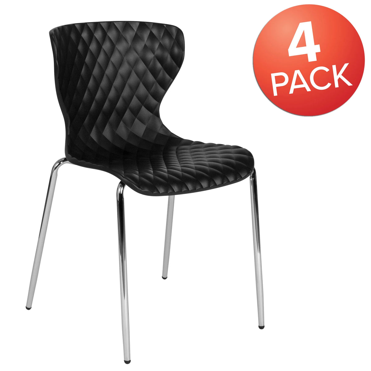 Flash Furniture 4 Pack Lowell Contemporary Design Orange Plastic Stack Chair