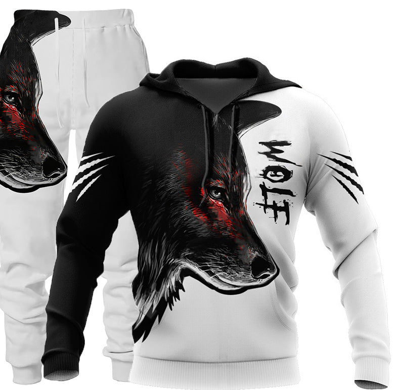 Men's 3D wolf print hooded tracksuit - Gents Desire - view 2