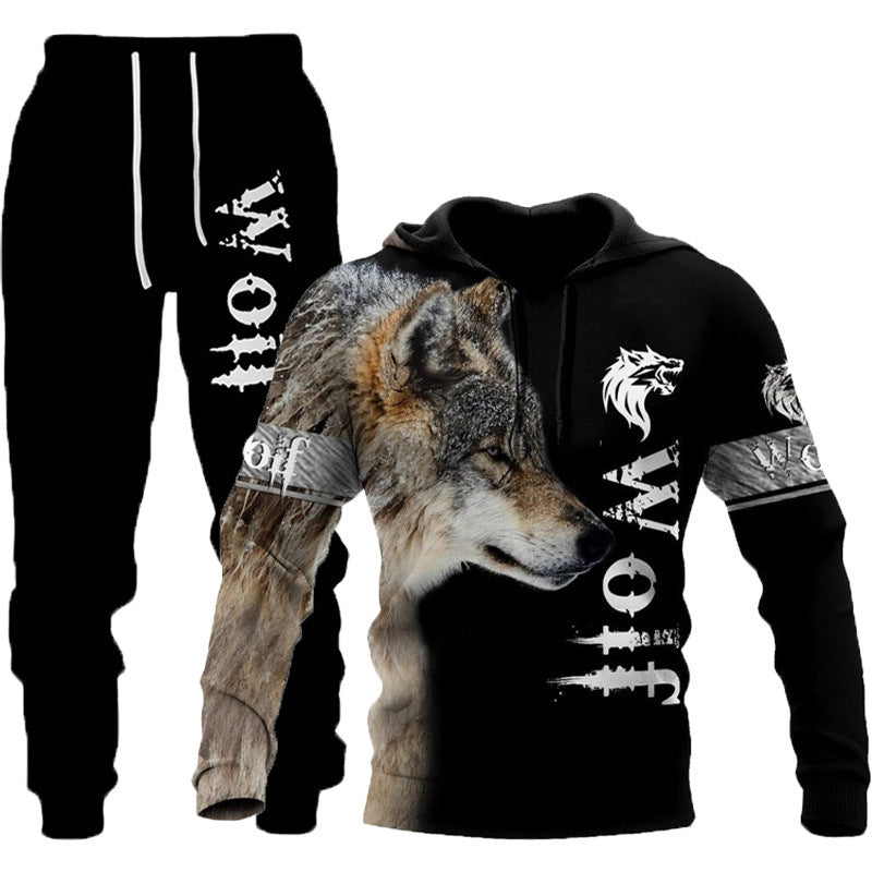 Men's 3D wolf print hooded tracksuit - Gents Desire - view 3