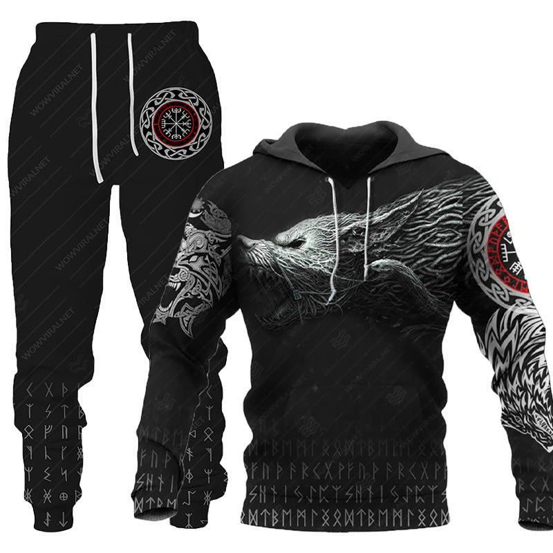 Men's 3D wolf print hooded tracksuit - Gents Desire - view 4