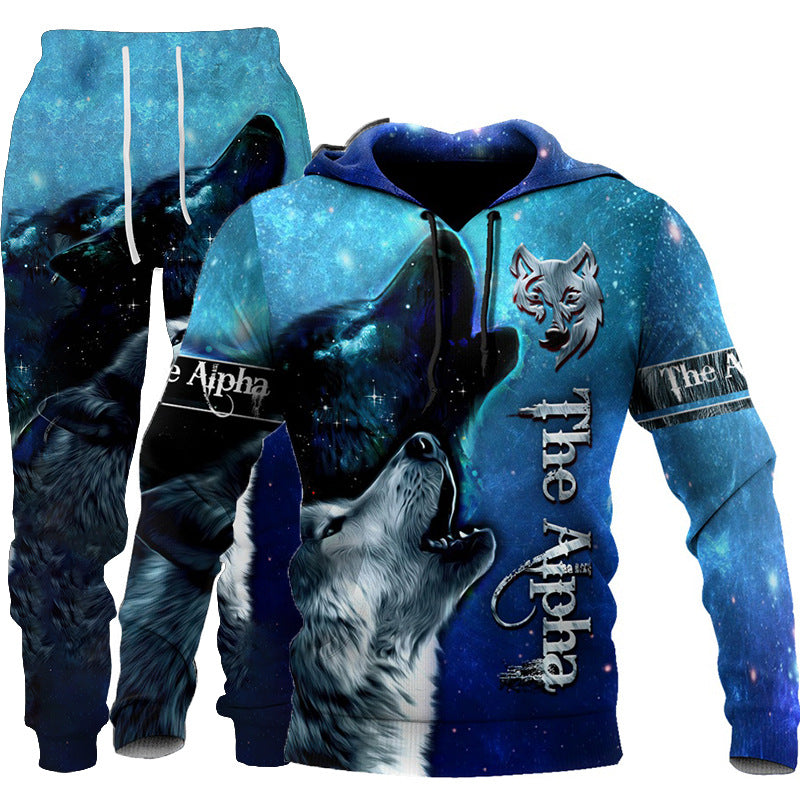 Men's 3D wolf print hooded tracksuit - Gents Desire - view 7