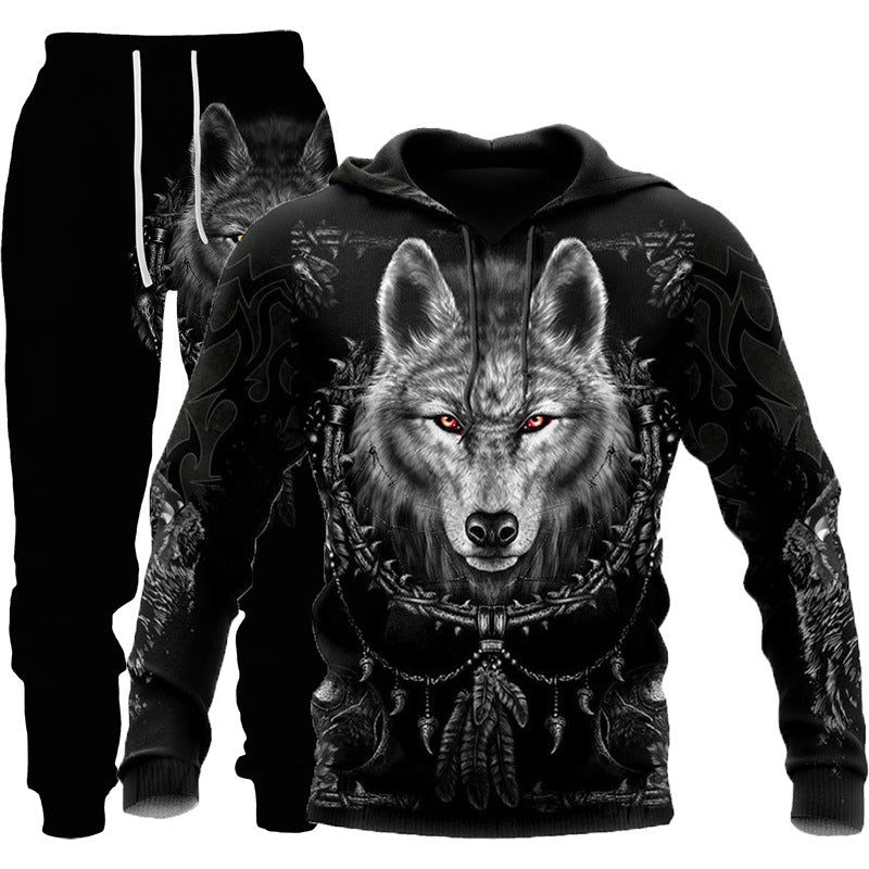 Men's 3D wolf print hooded tracksuit - Gents Desire - view 8