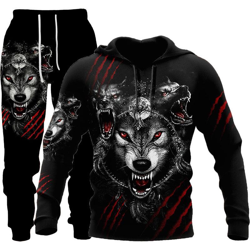 Men's 3D wolf print hooded tracksuit - Gents Desire - view 9