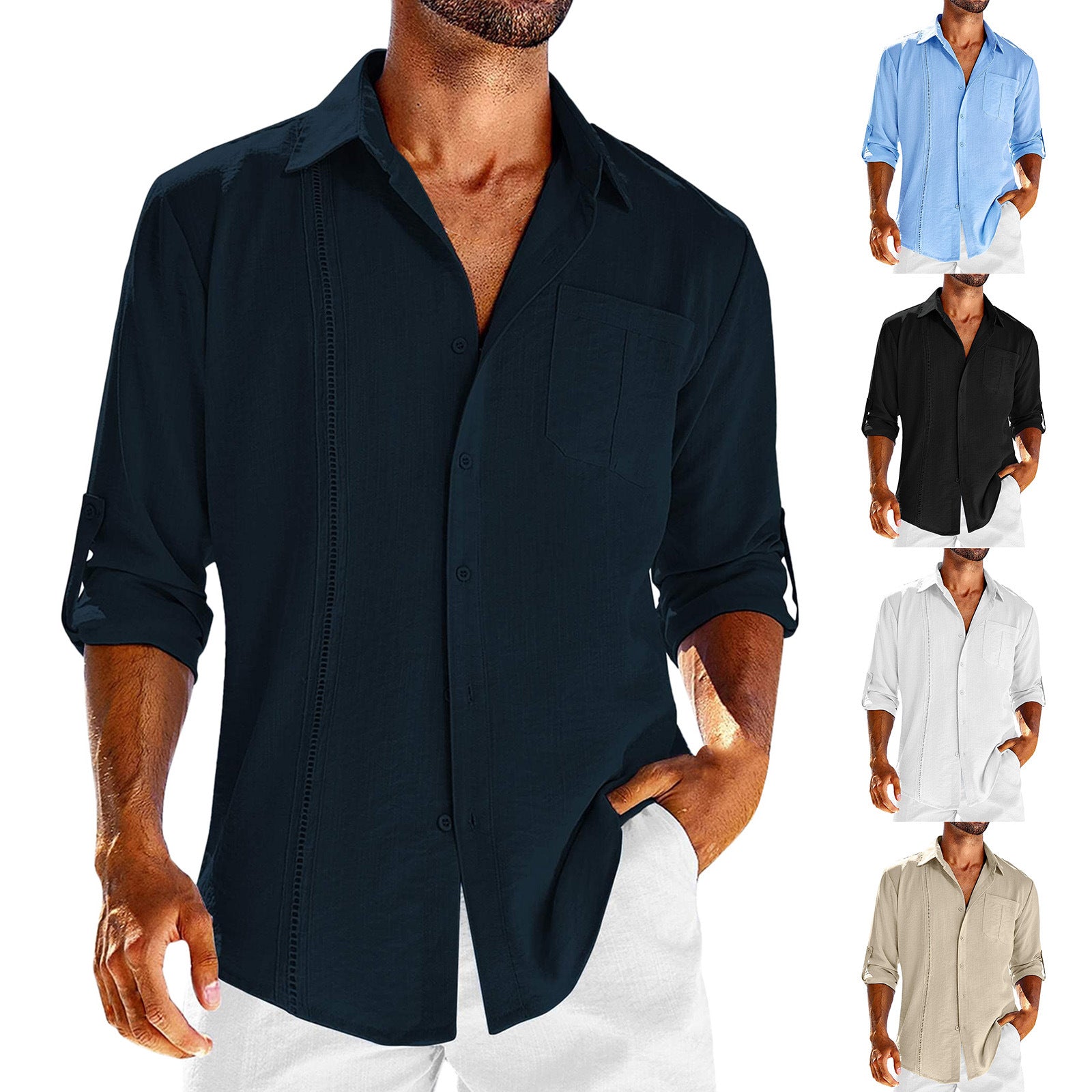 Men's casual long sleeve pocket shirt - Gents Desire - main view