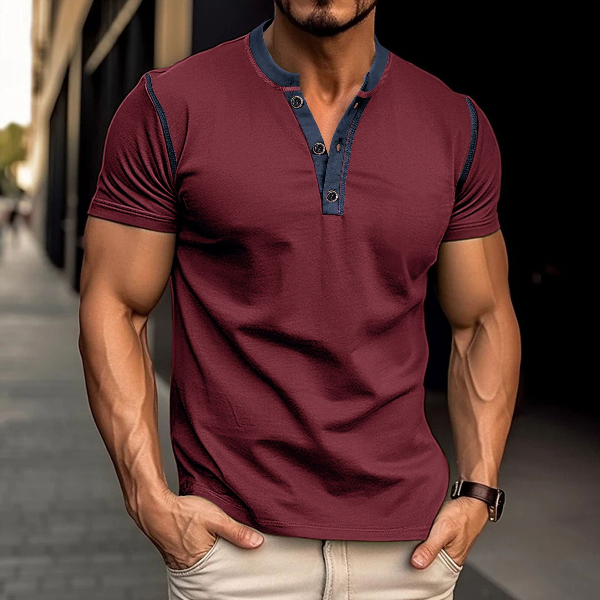 Men's short sleeve V-neck polo shirt - Gents Desire - view 6